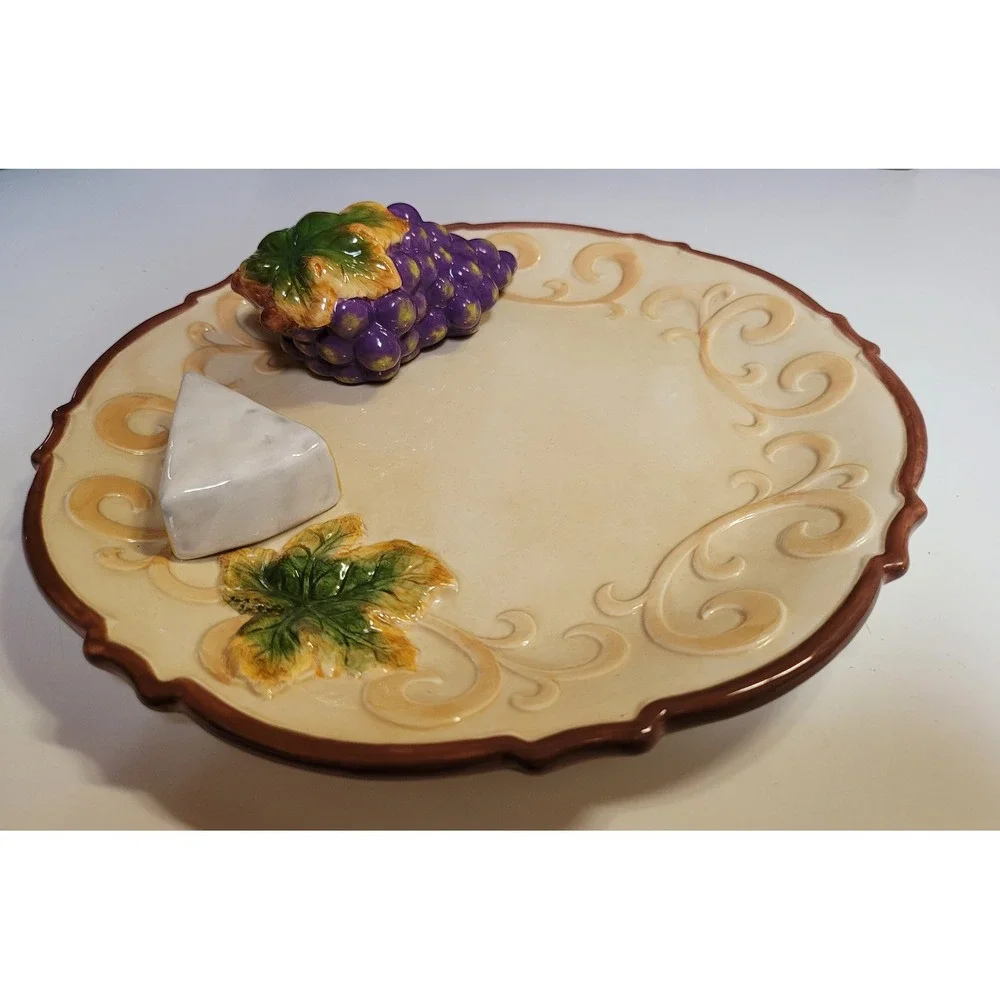 Vintage Trompe Oil Grapes &‎ Cheese Plate Style Eyes Baum Bros